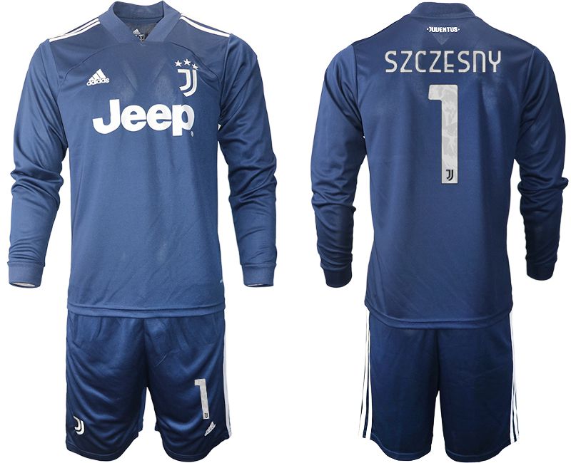 Men 2020-2021 club Juventus away long sleeves #1 blue Soccer Jerseys1->juventus jersey->Soccer Club Jersey